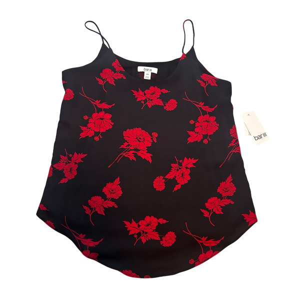 Bar III Black Red Floral Camisole Tank Top XXS NWT Date Night Blouse - Picture 5 of 11